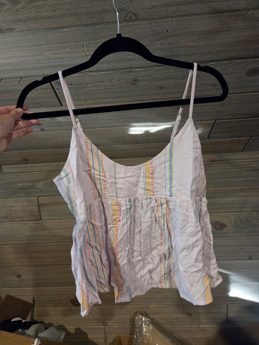 O'Neill Pastel Striped Spaghetti Strap Peplum Camisole